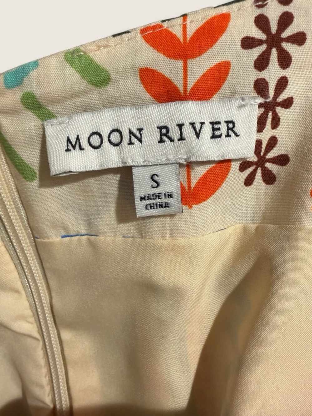 Moon River Fruit Print Mini Dress Size S Tie Back A Line Summer Vacation - Picture 3 of 3